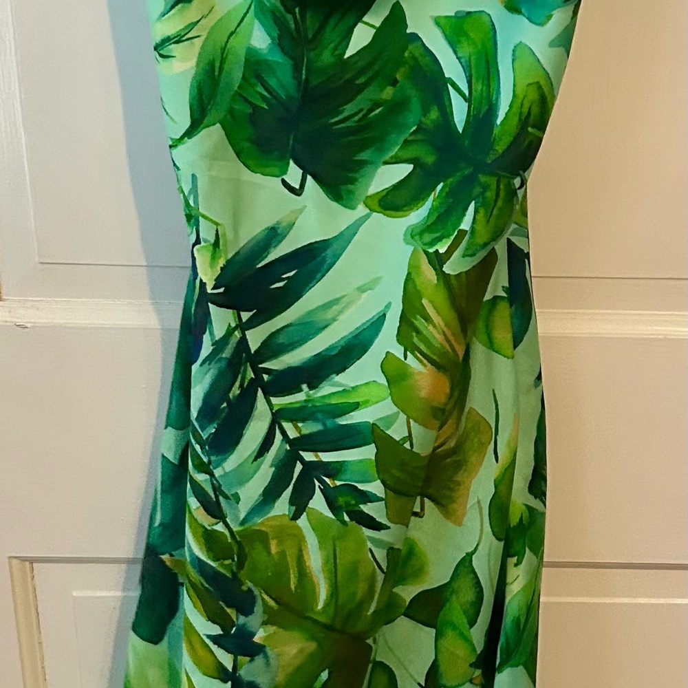 ZARA  tropical print leaf midi slip dress sz XS